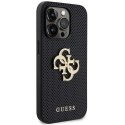 Guess nakładka do iPhone 15 Pro 6,1" GUHCP15LPSP4LGK czarna hardcase Leather Perforated 4G Glitter Logo