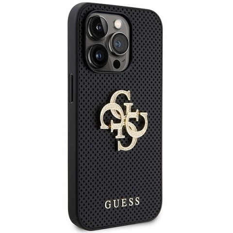 Guess nakładka do iPhone 15 Pro 6,1" GUHCP15LPSP4LGK czarna hardcase Leather Perforated 4G Glitter Logo Guess nakładka do iPhone 15 Pro 6,1" GUHCP15LPSP4LGK czarna hardcase Leather Perforated 4G Glitter Logo