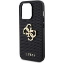 Guess nakładka do iPhone 15 Pro 6,1" GUHCP15LPSP4LGK czarna hardcase Leather Perforated 4G Glitter Logo