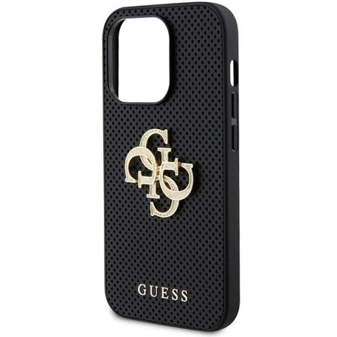 Guess nakładka do iPhone 15 Pro 6,1" GUHCP15LPSP4LGK czarna hardcase Leather Perforated 4G Glitter Logo Guess nakładka do iPhone 15 Pro 6,1" GUHCP15LPSP4LGK czarna hardcase Leather Perforated 4G Glitter Logo