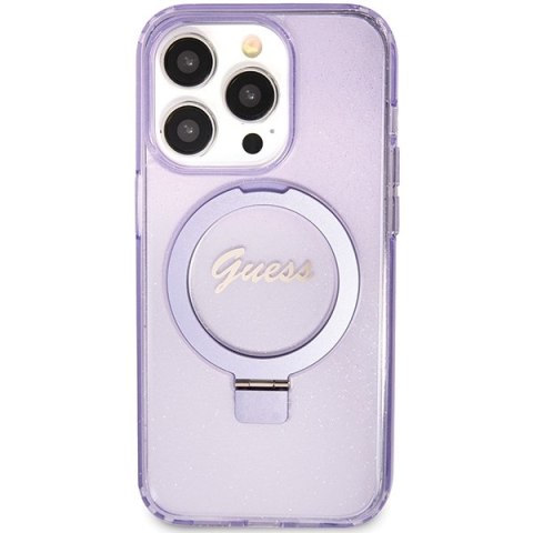 Guess nakładka do iPhone 15 Pro 6,1" GUHMP15LHRSGSU fioletowa HC RING STAND MAGSAFE SCRIPT LOGO GLITTER Guess nakładka do iPhone 15 Pro 6,1" GUHMP15LHRSGSU fioletowa HC RING STAND MAGSAFE SCRIPT LOGO GLITTER
