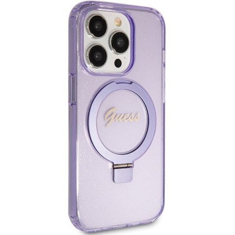 Guess nakładka do iPhone 15 Pro 6,1" GUHMP15LHRSGSU fioletowa HC RING STAND MAGSAFE SCRIPT LOGO GLITTER Guess nakładka do iPhone 15 Pro 6,1" GUHMP15LHRSGSU fioletowa HC RING STAND MAGSAFE SCRIPT LOGO GLITTER