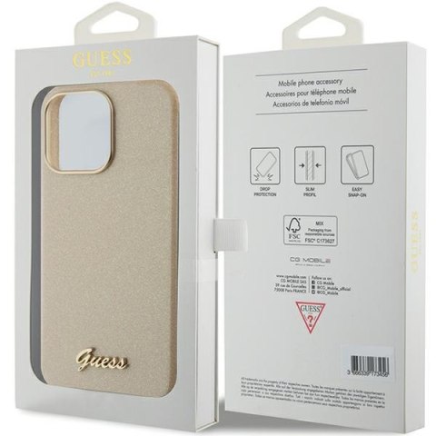 Guess nakładka do iPhone 15 Pro Max 6,7" GUHCP15XPGMCSD złota hardcase Glitter Glossy Script Guess nakładka do iPhone 15 Pro Max 6,7" GUHCP15XPGMCSD złota hardcase Glitter Glossy Script