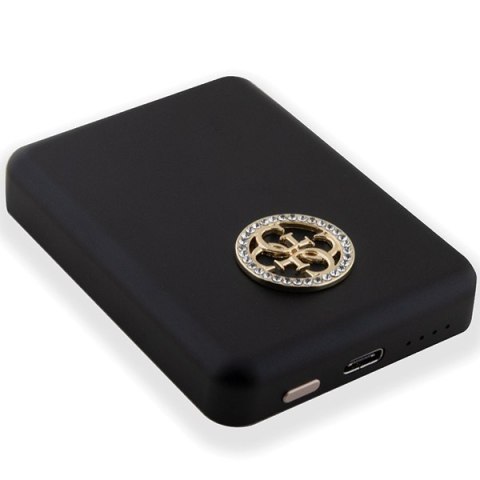 Guess power bank indukcyjny 5W GUPBM3AL4DMK 3000mAh czarny MagSafe 4G Strassed Metal Logo Guess power bank indukcyjny 5W GUPBM3AL4DMK 3000mAh czarny MagSafe 4G Strassed Metal Logo