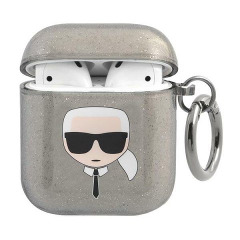 Karl Lagerfeld etui do Airpods 1/2 KLA2UKHGK cover czarne Glitter Karl`s Head Karl Lagerfeld etui do Airpods 1/2 KLA2UKHGK cover czarne Glitter Karl`s Head