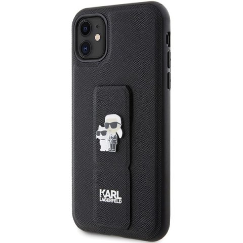 Karl Lagerfeld nakładka do iPhone 11 KLHCN61GSAKCPK czarna HC GRIPSTAND SAFFIANO KC PINS Karl Lagerfeld nakładka do iPhone 11 KLHCN61GSAKCPK czarna HC GRIPSTAND SAFFIANO KC PINS