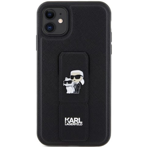 Karl Lagerfeld nakładka do iPhone 11 KLHCN61GSAKCPK czarna HC GRIPSTAND SAFFIANO KC PINS Karl Lagerfeld nakładka do iPhone 11 KLHCN61GSAKCPK czarna HC GRIPSTAND SAFFIANO KC PINS