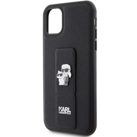 Karl Lagerfeld nakładka do iPhone 11 KLHCN61GSAKCPK czarna HC GRIPSTAND SAFFIANO KC PINS Karl Lagerfeld nakładka do iPhone 11 KLHCN61GSAKCPK czarna HC GRIPSTAND SAFFIANO KC PINS