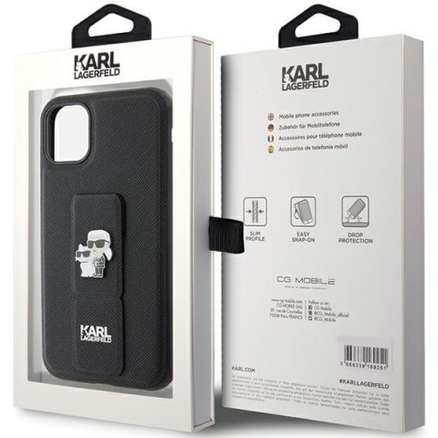Karl Lagerfeld nakładka do iPhone 11 KLHCN61GSAKCPK czarna HC GRIPSTAND SAFFIANO KC PINS Karl Lagerfeld nakładka do iPhone 11 KLHCN61GSAKCPK czarna HC GRIPSTAND SAFFIANO KC PINS