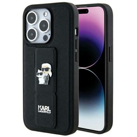 Karl Lagerfeld nakładka do iPhone 14 Pro Max 6,7" KLHCP14XGSAKCPK czarna HC GRIPSTAND SAFFIANO KC PINS Karl Lagerfeld nakładka do iPhone 14 Pro Max 6,7" KLHCP14XGSAKCPK czarna HC GRIPSTAND SAFFIANO KC PINS