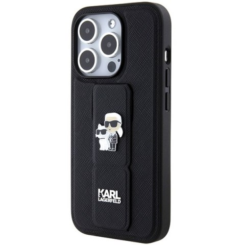 Karl Lagerfeld nakładka do iPhone 14 Pro Max 6,7" KLHCP14XGSAKCPK czarna HC GRIPSTAND SAFFIANO KC PINS Karl Lagerfeld nakładka do iPhone 14 Pro Max 6,7" KLHCP14XGSAKCPK czarna HC GRIPSTAND SAFFIANO KC PINS