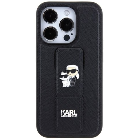 Karl Lagerfeld nakładka do iPhone 14 Pro Max 6,7" KLHCP14XGSAKCPK czarna HC GRIPSTAND SAFFIANO KC PINS Karl Lagerfeld nakładka do iPhone 14 Pro Max 6,7" KLHCP14XGSAKCPK czarna HC GRIPSTAND SAFFIANO KC PINS