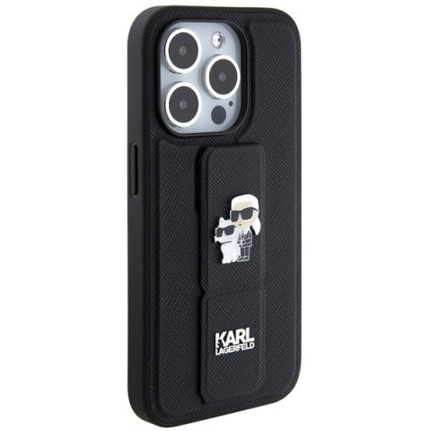 Karl Lagerfeld nakładka do iPhone 14 Pro Max 6,7" KLHCP14XGSAKCPK czarna HC GRIPSTAND SAFFIANO KC PINS Karl Lagerfeld nakładka do iPhone 14 Pro Max 6,7" KLHCP14XGSAKCPK czarna HC GRIPSTAND SAFFIANO KC PINS