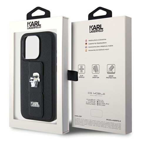 Karl Lagerfeld nakładka do iPhone 14 Pro Max 6,7" KLHCP14XGSAKCPK czarna HC GRIPSTAND SAFFIANO KC PINS Karl Lagerfeld nakładka do iPhone 14 Pro Max 6,7" KLHCP14XGSAKCPK czarna HC GRIPSTAND SAFFIANO KC PINS