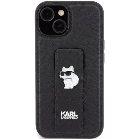 Karl Lagerfeld nakładka do iPhone 15 6,1" KLHCP15SGSACHPK czarna HC GRIPSTAND SAFFIANO CHOUPETTE PINS Karl Lagerfeld nakładka do iPhone 15 6,1" KLHCP15SGSACHPK czarna HC GRIPSTAND SAFFIANO CHOUPETTE PINS