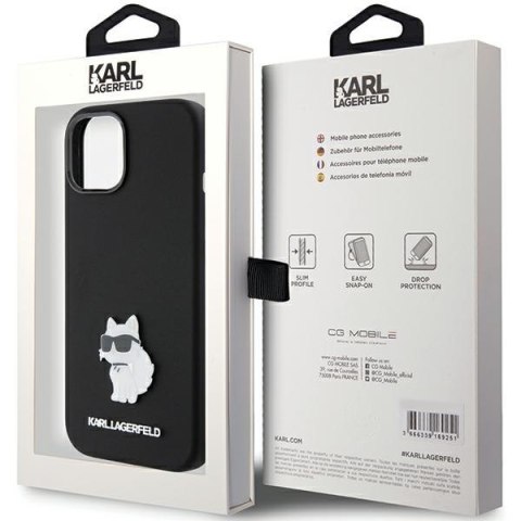 Karl Lagerfeld nakładka do iPhone 15 Plus 6,7" KLHCP15MSMHCNPK czarna HC SILICONE C METAL PIN Karl Lagerfeld nakładka do iPhone 15 Plus 6,7" KLHCP15MSMHCNPK czarna HC SILICONE C METAL PIN