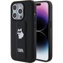 Karl Lagerfeld nakładka do iPhone 15 Pro 6,1" KLHCP15LGSACHPK czarna GRIPSTAND SAFFIANO CHOUPETTE PINS