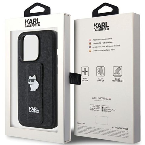 Karl Lagerfeld nakładka do iPhone 15 Pro 6,1" KLHCP15LGSACHPK czarna GRIPSTAND SAFFIANO CHOUPETTE PINS Karl Lagerfeld nakładka do iPhone 15 Pro 6,1" KLHCP15LGSACHPK czarna GRIPSTAND SAFFIANO CHOUPETTE PINS