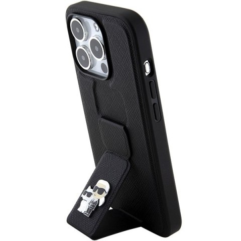 Karl Lagerfeld nakładka do iPhone 15 Pro 6,1" KLHCP15LGSAKCPK czarna HC GRIPSTAND SAFFIANO KC PINS Karl Lagerfeld nakładka do iPhone 15 Pro 6,1" KLHCP15LGSAKCPK czarna HC GRIPSTAND SAFFIANO KC PINS