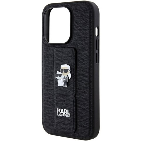 Karl Lagerfeld nakładka do iPhone 15 Pro 6,1" KLHCP15LGSAKCPK czarna HC GRIPSTAND SAFFIANO KC PINS Karl Lagerfeld nakładka do iPhone 15 Pro 6,1" KLHCP15LGSAKCPK czarna HC GRIPSTAND SAFFIANO KC PINS