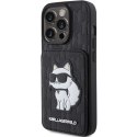 Karl Lagerfeld nakładka do iPhone 15 Pro 6,1" KLHCP15LSAKCNSCK czarna hardcase Saffiano Cardslots and Stand Monogram Choupette