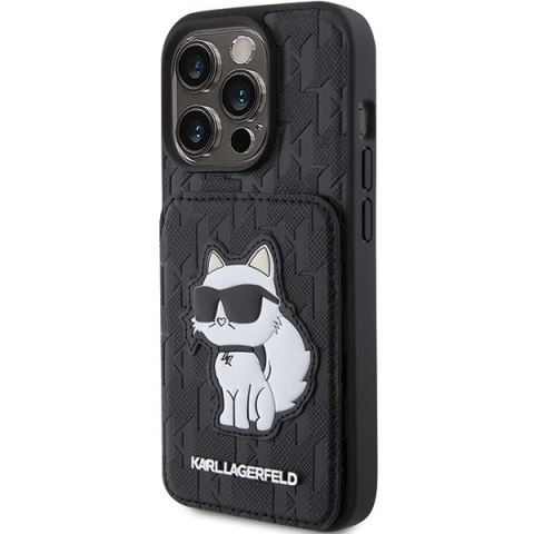 Karl Lagerfeld nakładka do iPhone 15 Pro 6,1" KLHCP15LSAKCNSCK czarna hardcase Saffiano Cardslots and Stand Monogram Choupette Karl Lagerfeld nakładka do iPhone 15 Pro 6,1" KLHCP15LSAKCNSCK czarna hardcase Saffiano Cardslots and Stand Monogram Choupette