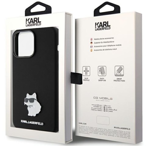 Karl Lagerfeld nakładka do iPhone 15 Pro 6,1" KLHCP15LSMHCNPK czarna HC SILICONE C METAL PIN Karl Lagerfeld nakładka do iPhone 15 Pro 6,1" KLHCP15LSMHCNPK czarna HC SILICONE C METAL PIN