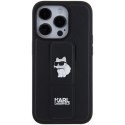 Karl Lagerfeld nakładka do iPhone 15 Pro Max 6,7" KLHCP15XGSACHPK czarna GRIPSTAND SAFFIANO CHOUPETTE PINS