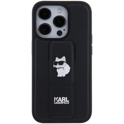 Karl Lagerfeld nakładka do iPhone 15 Pro Max 6,7" KLHCP15XGSACHPK czarna GRIPSTAND SAFFIANO CHOUPETTE PINS Karl Lagerfeld nakładka do iPhone 15 Pro Max 6,7" KLHCP15XGSACHPK czarna GRIPSTAND SAFFIANO CHOUPETTE PINS