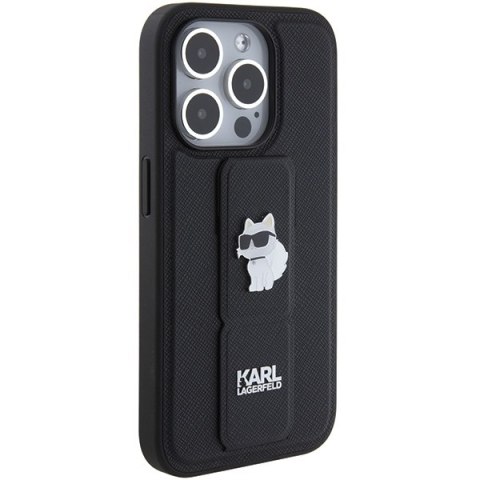 Karl Lagerfeld nakładka do iPhone 15 Pro Max 6,7" KLHCP15XGSACHPK czarna GRIPSTAND SAFFIANO CHOUPETTE PINS Karl Lagerfeld nakładka do iPhone 15 Pro Max 6,7" KLHCP15XGSACHPK czarna GRIPSTAND SAFFIANO CHOUPETTE PINS