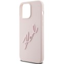 Karl Lagerfeld nakładka do iPhone 15 Pro Max 6,7" KLHCP15XSKSBMCP różowa HC SILICONE KARL SCRIPT LOGO