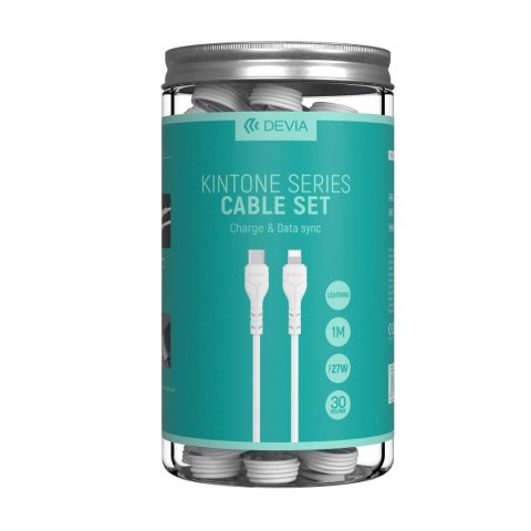 Devia kabel Kintone EC150 USB-C - Lightning 1,0 m 27W 3A biały zestaw 30 szt Devia kabel Kintone EC150 USB-C - Lightning 1,0 m 27W 3A biały zestaw 30 szt
