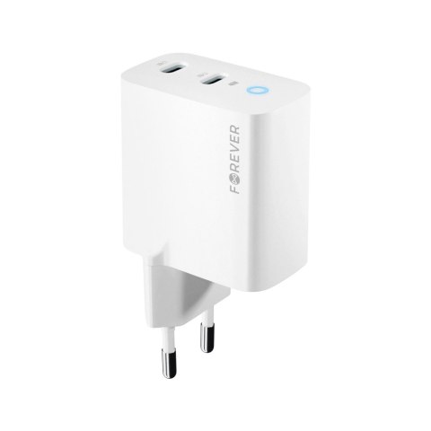 Forever ładowarka sieciowa GaN PD QC TC-06-40CC 2x USB-C 40W biała Forever ładowarka sieciowa GaN PD QC TC-06-40CC 2x USB-C 40W biała
