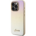 Guess nakładka do iPhone 15 Pro 6,1" GUHCP15LPSAIRSD złota HC PU SAFFIANO IRIDESCENT SCRIPT