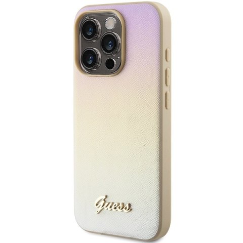 Guess nakładka do iPhone 15 Pro 6,1" GUHCP15LPSAIRSD złota HC PU SAFFIANO IRIDESCENT SCRIPT Guess nakładka do iPhone 15 Pro 6,1" GUHCP15LPSAIRSD złota HC PU SAFFIANO IRIDESCENT SCRIPT