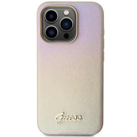 Guess nakładka do iPhone 15 Pro 6,1" GUHCP15LPSAIRSD złota HC PU SAFFIANO IRIDESCENT SCRIPT Guess nakładka do iPhone 15 Pro 6,1" GUHCP15LPSAIRSD złota HC PU SAFFIANO IRIDESCENT SCRIPT