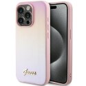 Guess nakładka do iPhone 15 Pro 6,1" GUHCP15LPSAIRSP różowa HC PU SAFFIANO IRIDESCENT SCRIPT