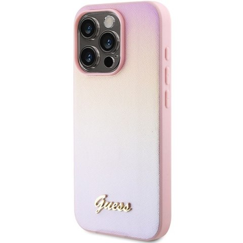 Guess nakładka do iPhone 15 Pro 6,1" GUHCP15LPSAIRSP różowa HC PU SAFFIANO IRIDESCENT SCRIPT Guess nakładka do iPhone 15 Pro 6,1" GUHCP15LPSAIRSP różowa HC PU SAFFIANO IRIDESCENT SCRIPT