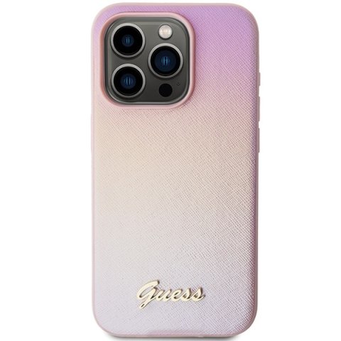 Guess nakładka do iPhone 15 Pro 6,1" GUHCP15LPSAIRSP różowa HC PU SAFFIANO IRIDESCENT SCRIPT Guess nakładka do iPhone 15 Pro 6,1" GUHCP15LPSAIRSP różowa HC PU SAFFIANO IRIDESCENT SCRIPT