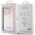 Guess nakładka do iPhone 15 Pro 6,1" GUHCP15LPSAIRSP różowa HC PU SAFFIANO IRIDESCENT SCRIPT
