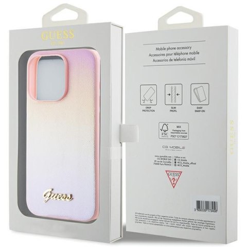 Guess nakładka do iPhone 15 Pro 6,1" GUHCP15LPSAIRSP różowa HC PU SAFFIANO IRIDESCENT SCRIPT Guess nakładka do iPhone 15 Pro 6,1" GUHCP15LPSAIRSP różowa HC PU SAFFIANO IRIDESCENT SCRIPT
