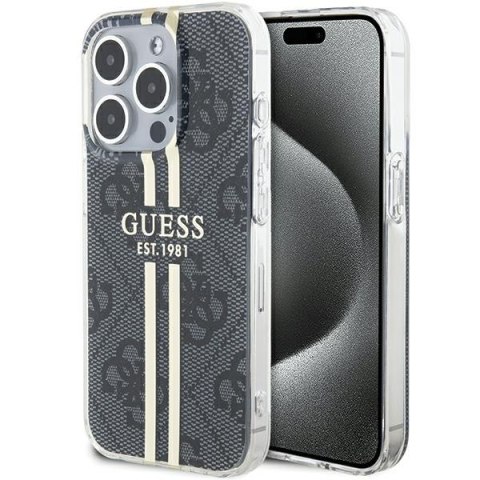 Guess nakładka do iPhone 15 Pro Max 6,7" GUHCP15XH4PSEGK czarna HC IML 4G GOLD STRIPE Guess nakładka do iPhone 15 Pro Max 6,7" GUHCP15XH4PSEGK czarna HC IML 4G GOLD STRIPE