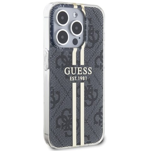 Guess nakładka do iPhone 15 Pro Max 6,7" GUHCP15XH4PSEGK czarna HC IML 4G GOLD STRIPE Guess nakładka do iPhone 15 Pro Max 6,7" GUHCP15XH4PSEGK czarna HC IML 4G GOLD STRIPE