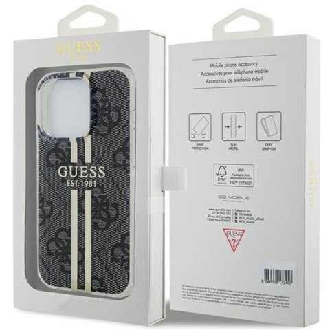 Guess nakładka do iPhone 15 Pro Max 6,7" GUHCP15XH4PSEGK czarna HC IML 4G GOLD STRIPE Guess nakładka do iPhone 15 Pro Max 6,7" GUHCP15XH4PSEGK czarna HC IML 4G GOLD STRIPE