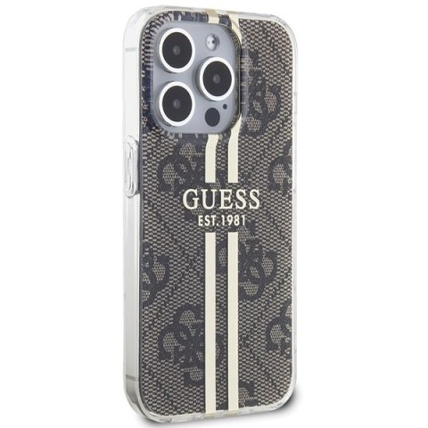 Guess nakładka do iPhone 15 Pro Max 6,7" GUHCP15XH4PSEGW brązowa HC IML 4G GOLD STRIPE Guess nakładka do iPhone 15 Pro Max 6,7" GUHCP15XH4PSEGW brązowa HC IML 4G GOLD STRIPE