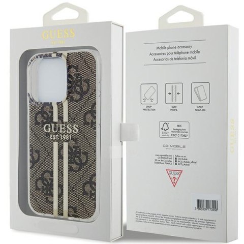 Guess nakładka do iPhone 15 Pro Max 6,7" GUHCP15XH4PSEGW brązowa HC IML 4G GOLD STRIPE Guess nakładka do iPhone 15 Pro Max 6,7" GUHCP15XH4PSEGW brązowa HC IML 4G GOLD STRIPE
