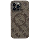 Guess nakładka do iPhone 15 Pro Max 6,7" GUHMP15XG4GFRW brązowa HC MAGSAFE PU 4G RING CLASSIC LOGO