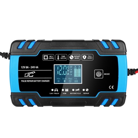 Ładowarka automatyczna, prostownik mikroprocesorowy LTC 12V 8A - 24V 4A niebieski Ładowarka automatyczna, prostownik mikroprocesorowy LTC 12V 8A - 24V 4A niebieski