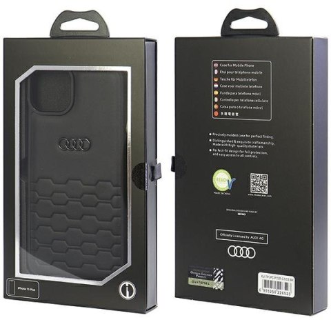 Audi nakładka do iPhone 15 Plus 6,7" czarna GT Synthetic Leather Audi nakładka do iPhone 15 Plus 6,7" czarna GT Synthetic Leather