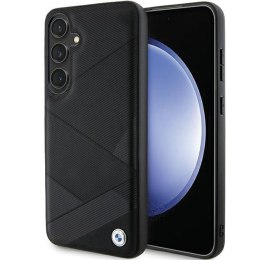BMW nakładka do Samsung Galaxy S24 Plus czarna Signature Leather Crossing Lines Pattern
